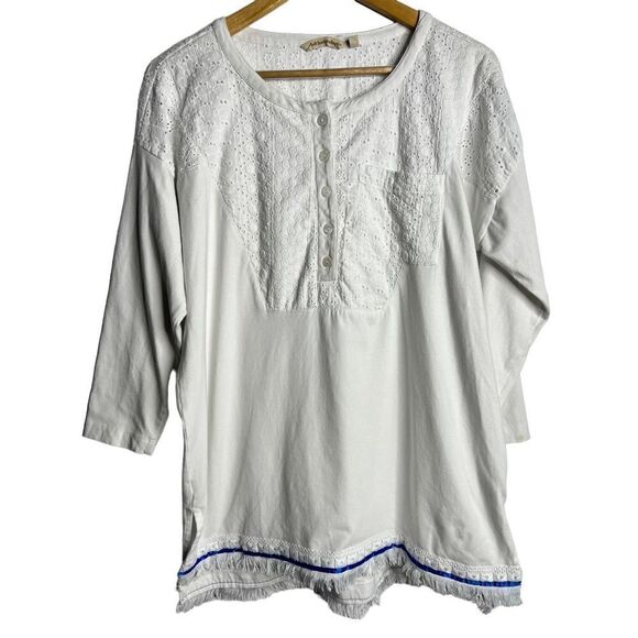 Soft surroundings white eyelet casual long sleeve top sz S - Picture 1 of 8